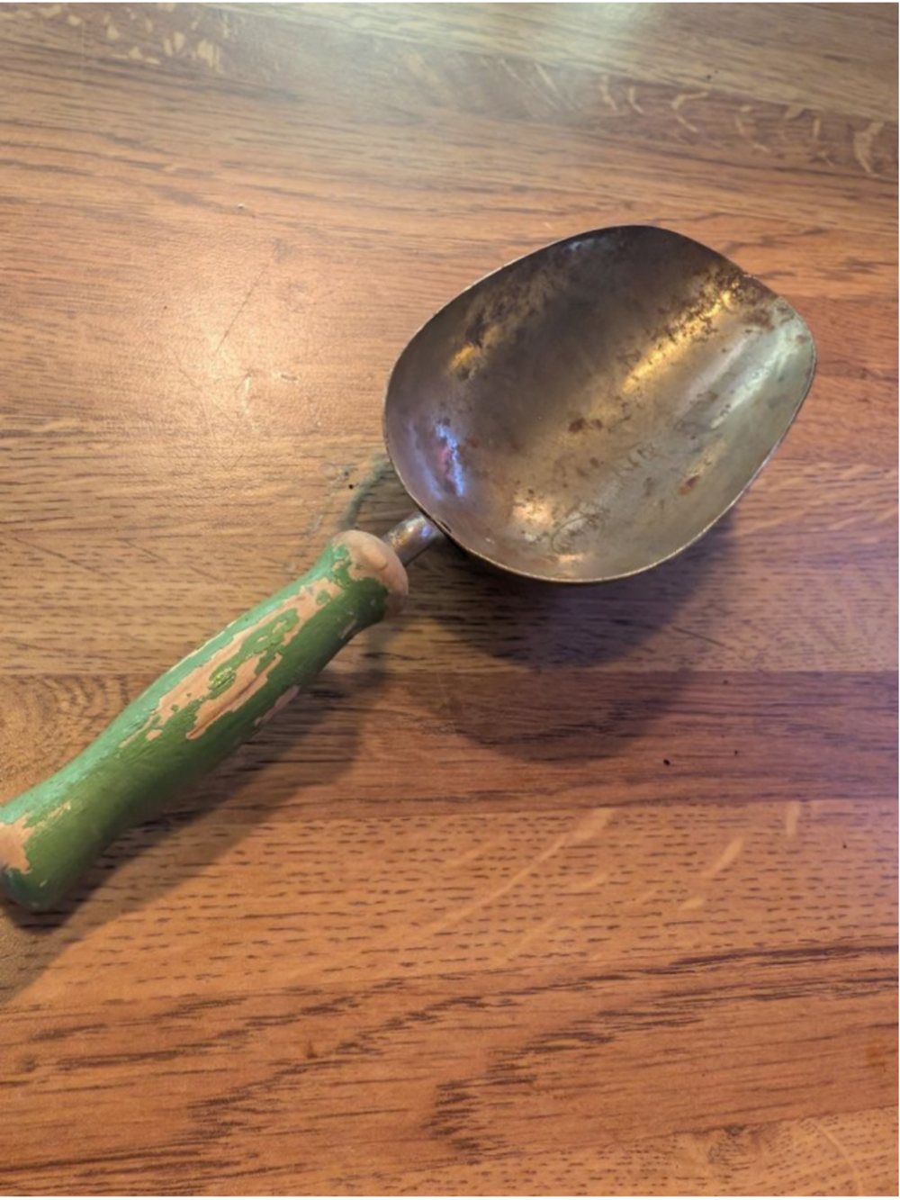 Kitchen Tool Silver Green Scoop vintage
